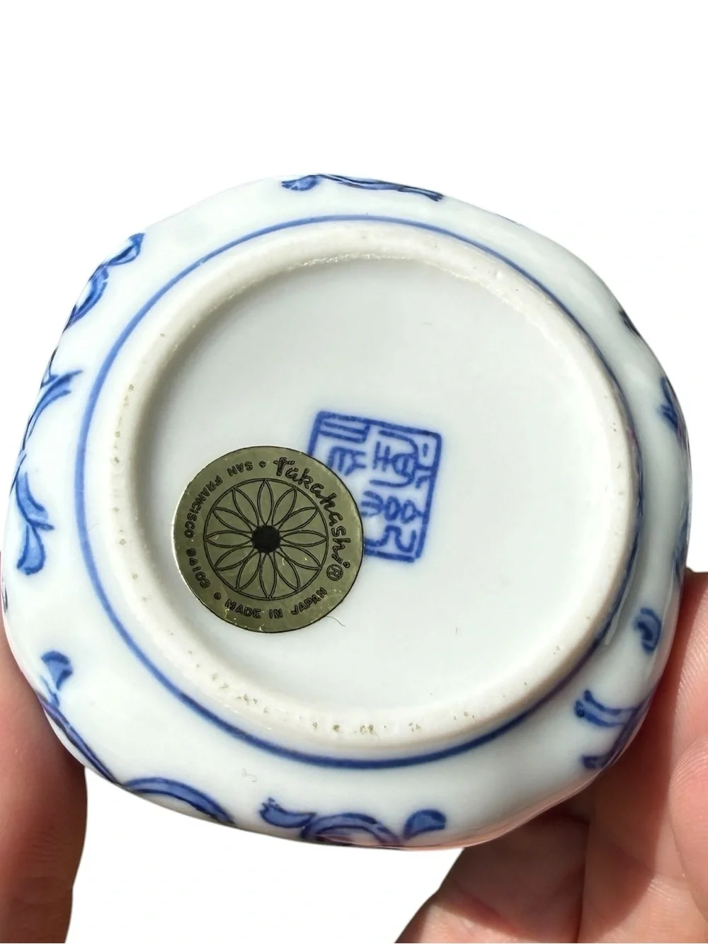 Vintage Takahashi San Francisco Blue White Porcelain Tea Sake Set Tray Japan